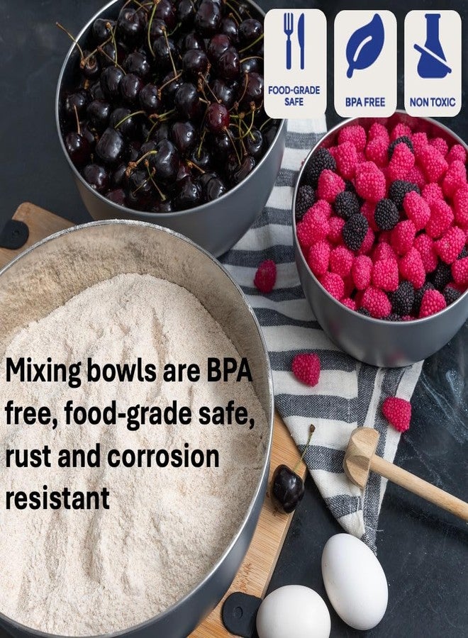 WHYSKO® Stainless Steel Mixing Bowls (Set of 3) with Non-Slip Silicone Base for Kitchen, Dishwasher Safe Bowls for Meal Prep, Cooking, Baking, Serving, Food Storage (Grey) - Image 5