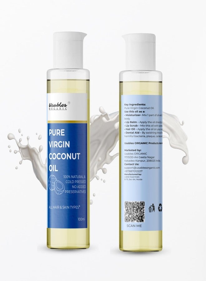 Usables Organic Virgin Coconut Oil 100ml - Cold Pressed Extra Virgin Oil for Hair, Baby Massage & Skin Care - Enriched with Vitamin E, coconut oil organic harvest - Image 2