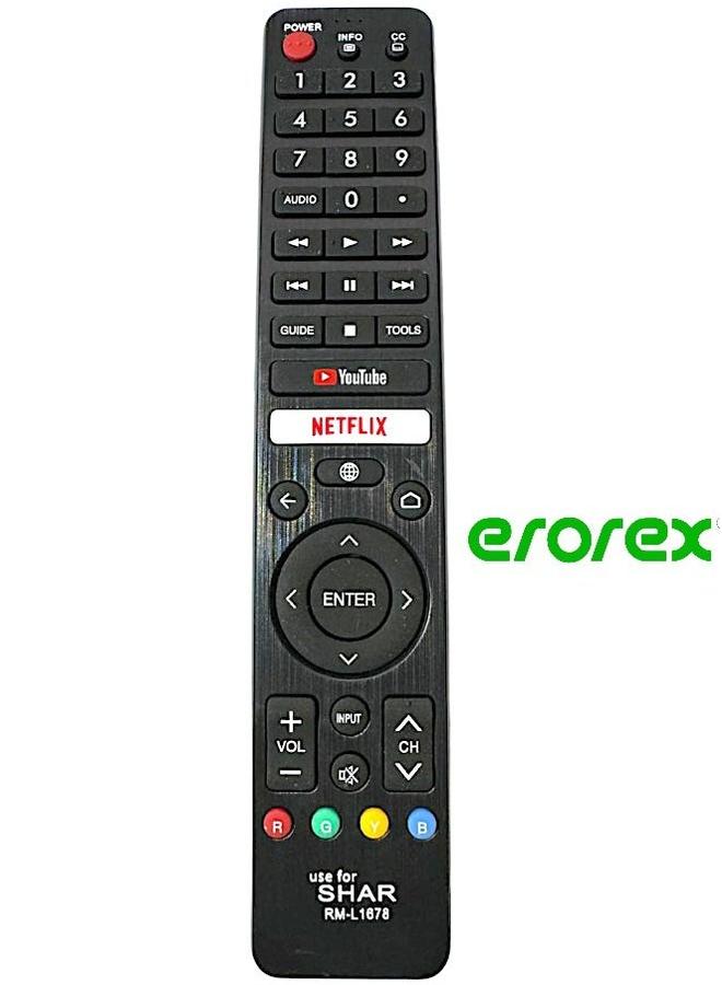 شارب كيو جهاز التحكم عن بعد لتلفزيون Sharp LCD Netflix مع مفاتيح البحث في Google وYouTube