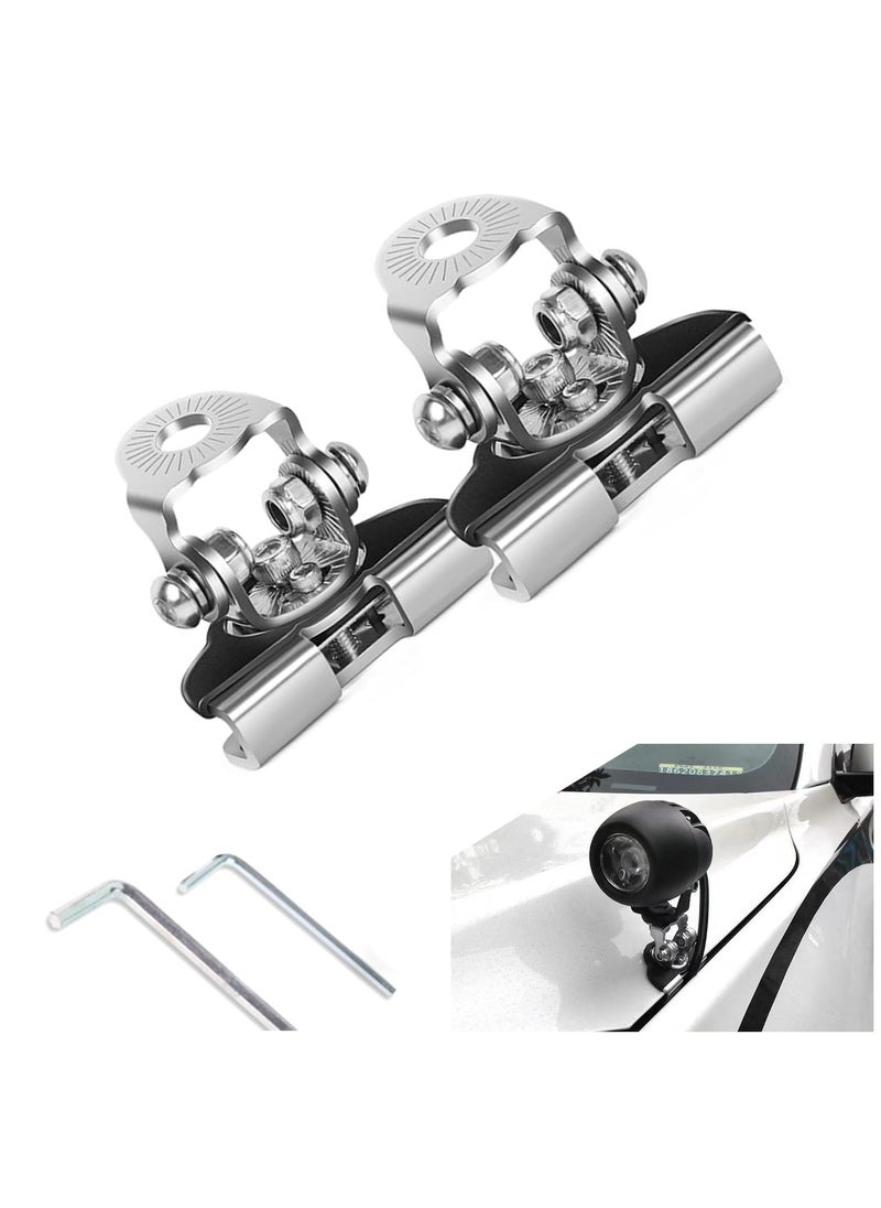 SYOSI LED Light Base Mounting Bracket 2 PCS Universal Adjustable Pillar Hood Led Work Light Mount Bracket Angle Adjustable Shock Absorbing Hood Spotlight Non Destructive Bracket for Most Models Silver  - Image 1