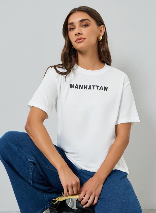 Styli Women White Slogan Oversized T-Shirt - Image 5