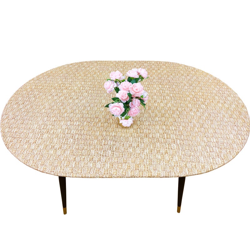 Pioggia Oval Classic Elastic Edged Flannel Backed Vinyl Fitted Table Cloth Waterproof Oil-Proof Plastic Table Cover - - Image 2