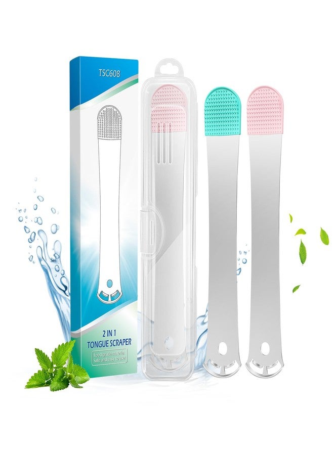 Moosec 2pcs Tongue Scraper Cleaner With Storage Case, Get Rid of White Tongue - Image 1