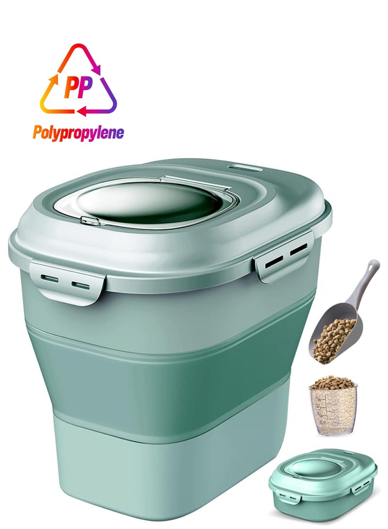 Collapsible Food Storage Container, Rice Storage Box, Large Capacity Food Container with Transparent Lid, Airtight Flour Storage Bins, food storage for Kitchen, Dog Cat Pet Food Deposit 30 Lbs - Image 1
