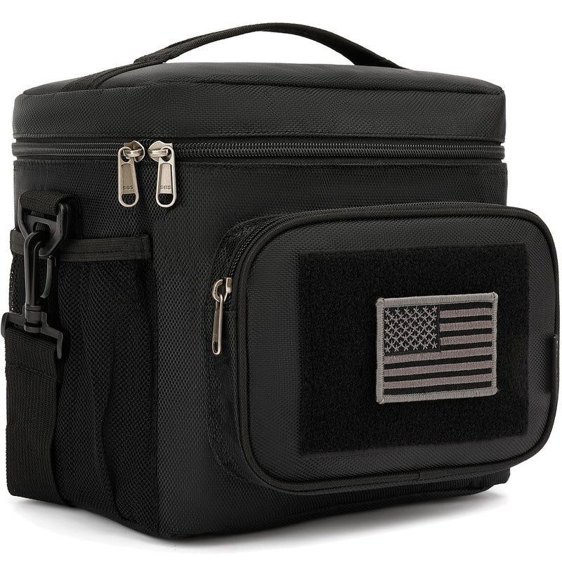 FlowFly Tactical Lunch Bag Large Insulated Lunch Box Cooler Tote for Men, Women with MOLLE/PALS Webbing (Black) - Image 1