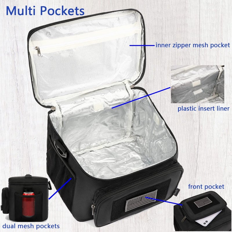 FlowFly Tactical Lunch Bag Large Insulated Lunch Box Cooler Tote for Men, Women with MOLLE/PALS Webbing (Black) - Image 5