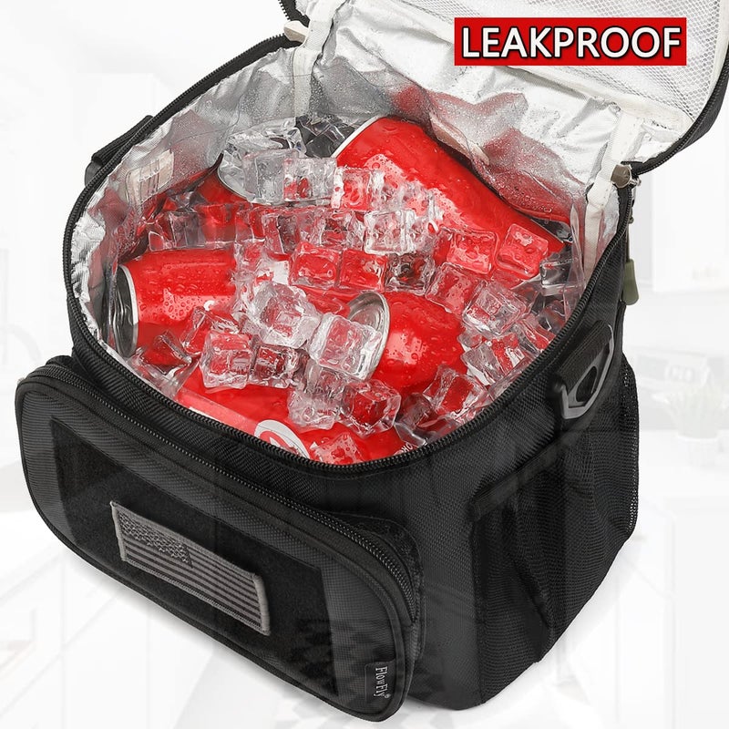 FlowFly Tactical Lunch Bag Large Insulated Lunch Box Cooler Tote for Men, Women with MOLLE/PALS Webbing (Black) - Image 3