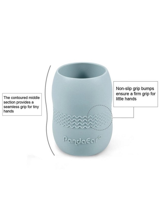 PandaEar PandaEar 3 Pack 100% Tiny Silicone Drinking Training Cup for Baby and Toddler, Tiny Open Cups for Infants (Blue/Green/Tan) - Image 5