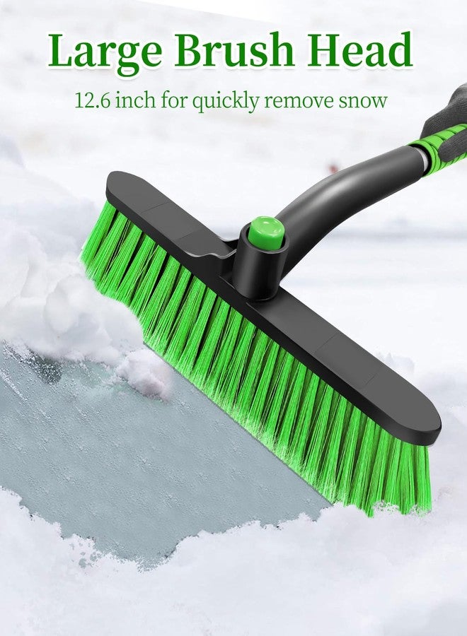 HEEYA 42.5 Inch Car Scraper Snow Brush, 12.6 Inch Large Brush Head with Ice Scraper for Window Windshield, Portable Snow Scraper for SUV Truck Vehicle Jeep RV Auto - Green - Image 3