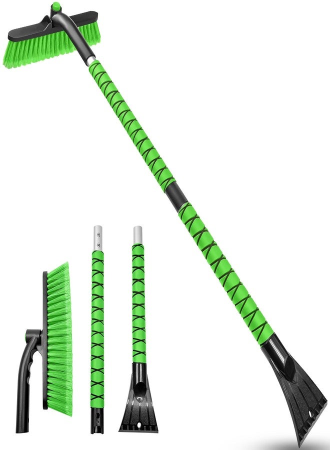 HEEYA 42.5 Inch Car Scraper Snow Brush, 12.6 Inch Large Brush Head with Ice Scraper for Window Windshield, Portable Snow Scraper for SUV Truck Vehicle Jeep RV Auto - Green - Image 1