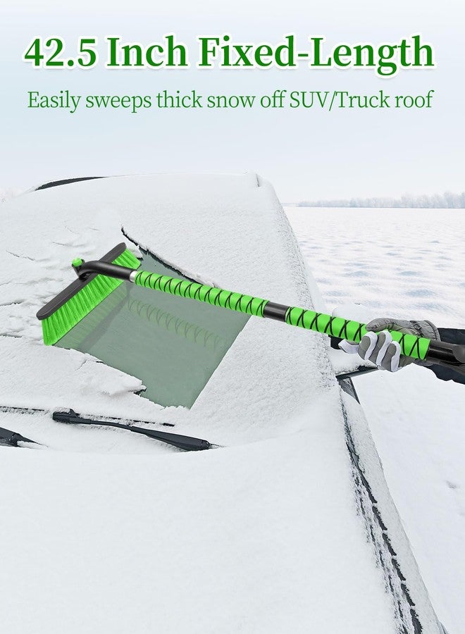 HEEYA 42.5 Inch Car Scraper Snow Brush, 12.6 Inch Large Brush Head with Ice Scraper for Window Windshield, Portable Snow Scraper for SUV Truck Vehicle Jeep RV Auto - Green - Image 2