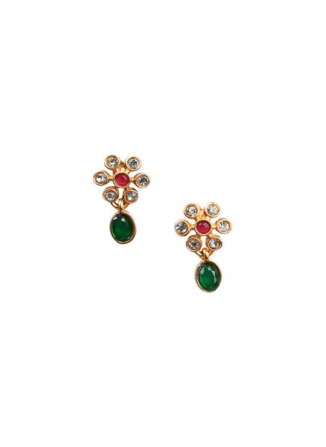 StileAdda Gold-Plated Flower Jewellery Set with Artificial Stones - Image 4