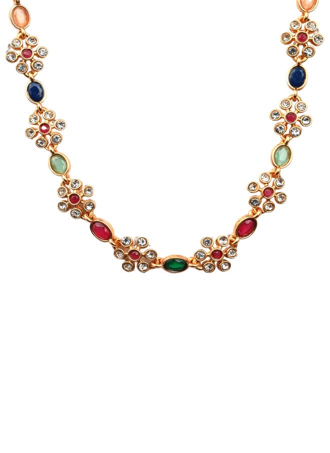 StileAdda Gold-Plated Flower Jewellery Set with Artificial Stones - Image 3