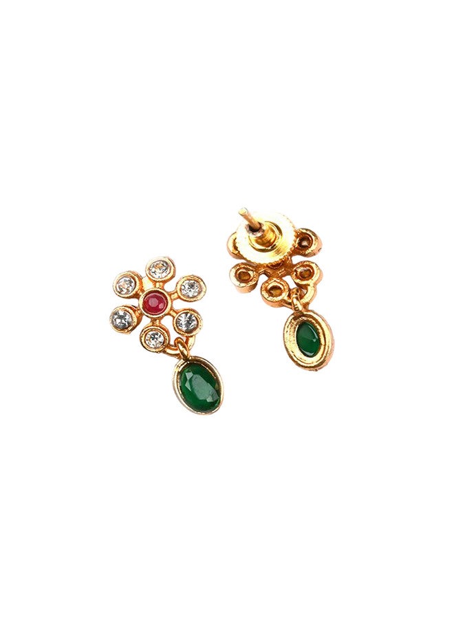 StileAdda Gold-Plated Flower Jewellery Set with Artificial Stones - Image 5