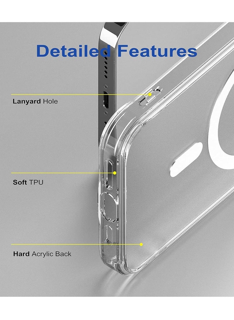 DUSALA IPhone 13 Clear Magnetic Cover, MagSafe Compatible, Hybrid Protective, Crystal Clear Back Case, Shockproof Silicone Frame, Slim Transparent Case (iPhone 13) - Image 3