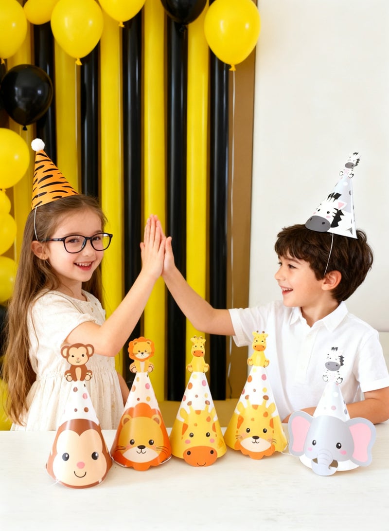 قبعات ورقية متنوعة لحفلات أعياد الميلاد للأطفال، قبعات حفلات حيوانات الغابة، 6 قطع - Image 4