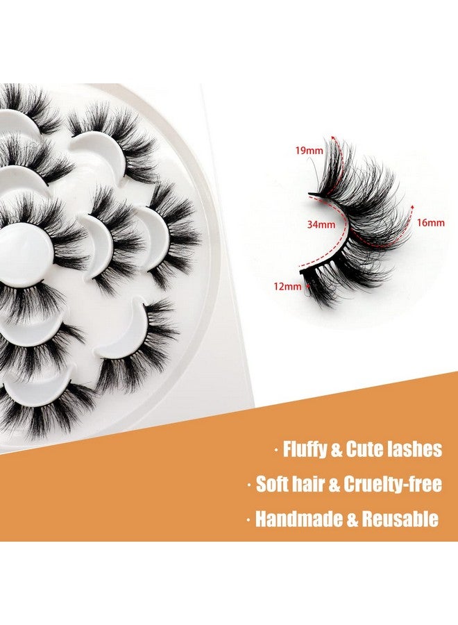 Veleasha Lashes 5D Faux Mink Lashes Crueltyfree Handmade Strip Lashes Fluffy Volume False Eyelashes 7 Pairs Pack (Sugar) - Image 4