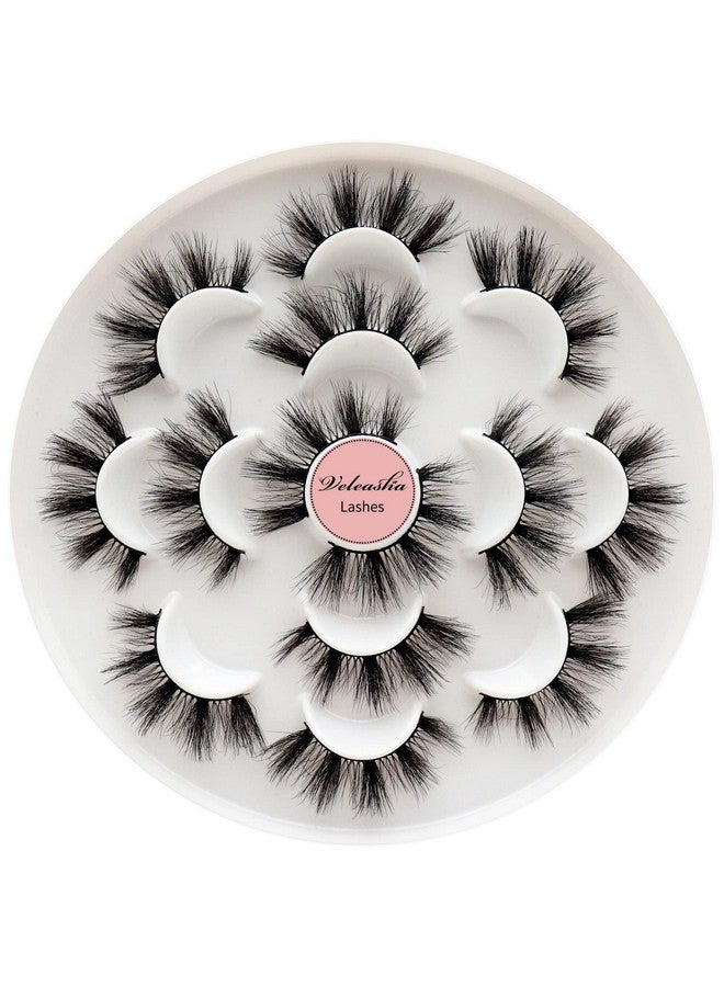 Veleasha Lashes 5D Faux Mink Lashes Crueltyfree Handmade Strip Lashes Fluffy Volume False Eyelashes 7 Pairs Pack (Sugar) - Image 2