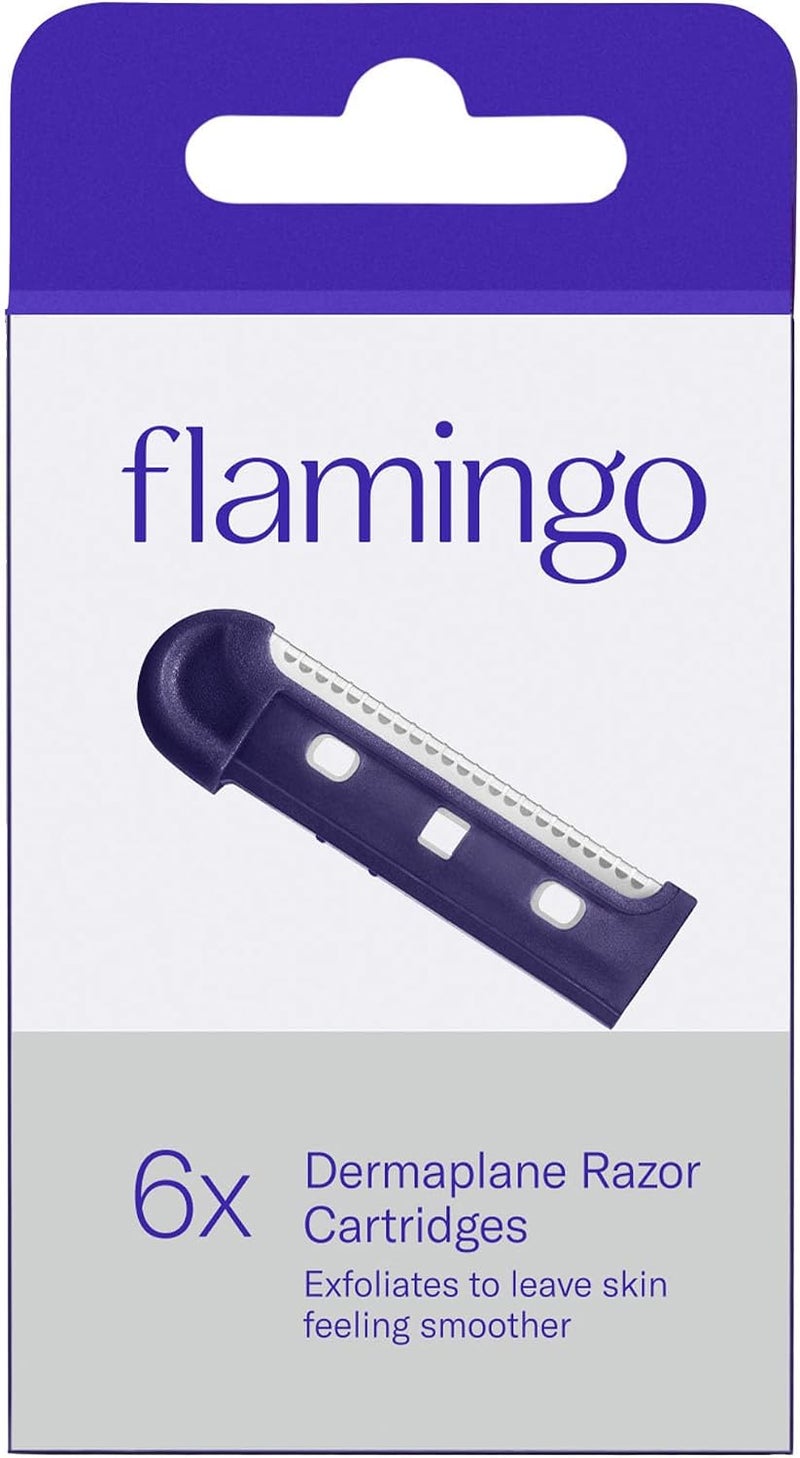 Flamingo شفرات فلامينغو ديرما بلاين للتجديد، ماكينة حلاقة ديرما بلاين للوجه للنساء، 6 شفرات حلاقة - Image 1