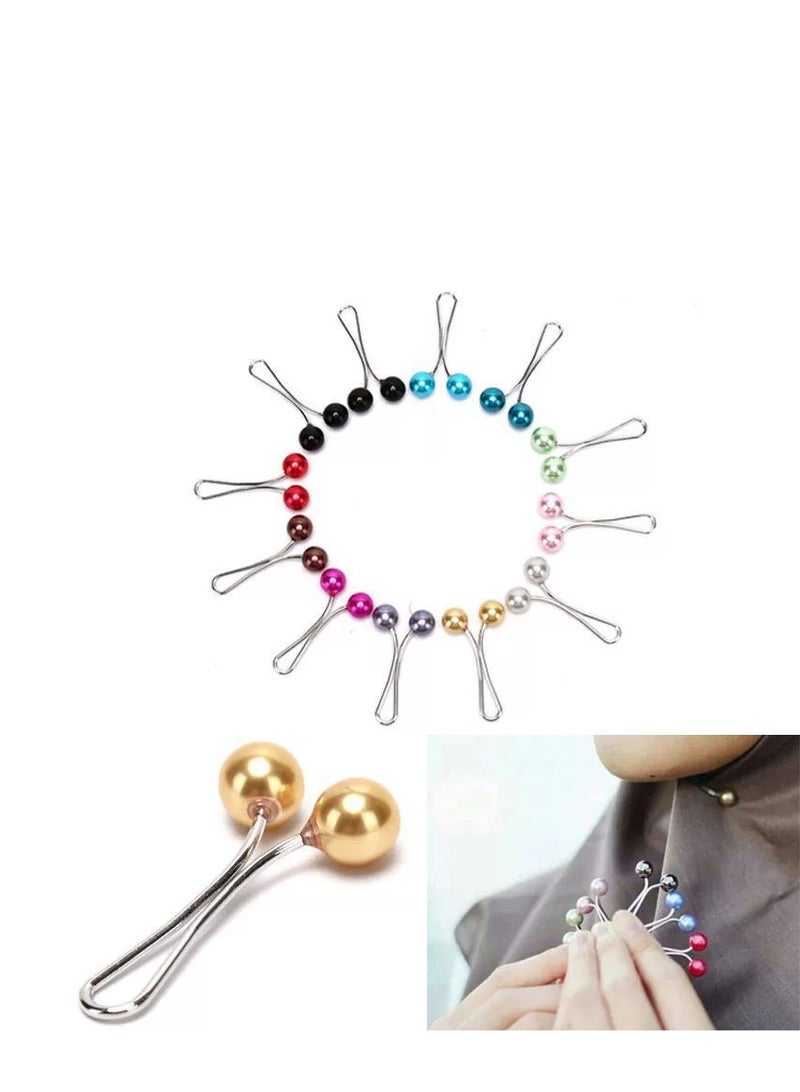 12pcs Muslim Hijab Clip Pins Simulated Pearl Women Girls Scarf Shawl Brooch Clip Hijab Buckles - Image 1