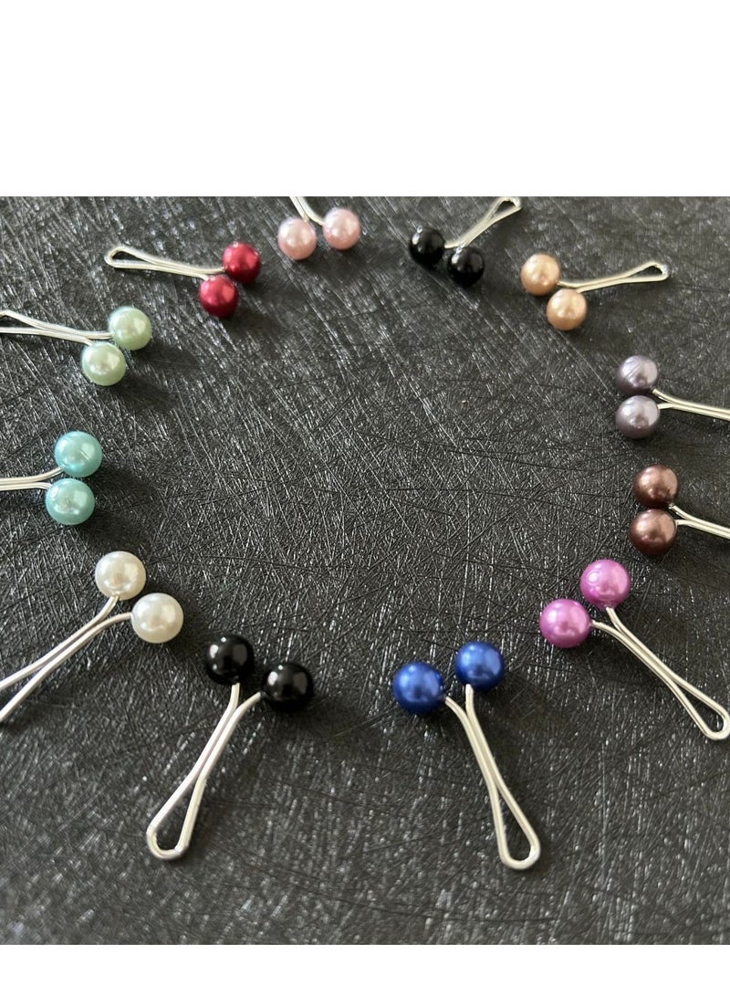 12pcs Muslim Hijab Clip Pins Simulated Pearl Women Girls Scarf Shawl Brooch Clip Hijab Buckles - Image 2