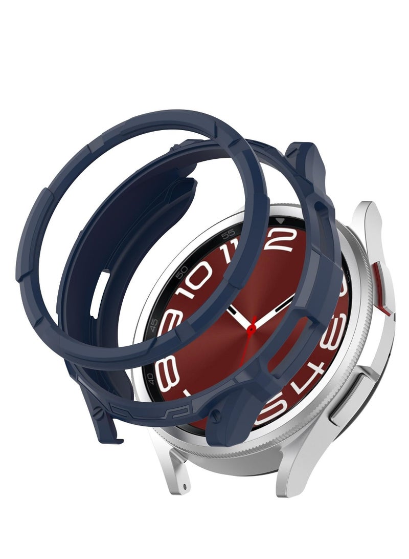 For Samsung Galaxy Watch 6 Classic 43mm Rotating Ring + TPU Armor Watch Protective Case (Blue) - Image 1