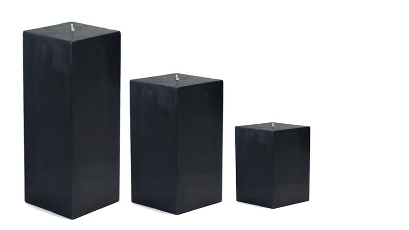 Atorakushon®Smokeless Scented Paraffin Wax Set 3 Black Square Cube Pillar Candles for Party,Birthday Party,Dinner Table, Living Room - Image 1