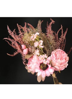 Excefore 2 Pack Pink Artificial Flowers, Silk Peony Fake Fern Artificial Sunflower Flowers Bouquets, Suitable for Wedding Centerpieces Bridal Bouquets, Table Centerpieces, Home Decorations  - Image 2