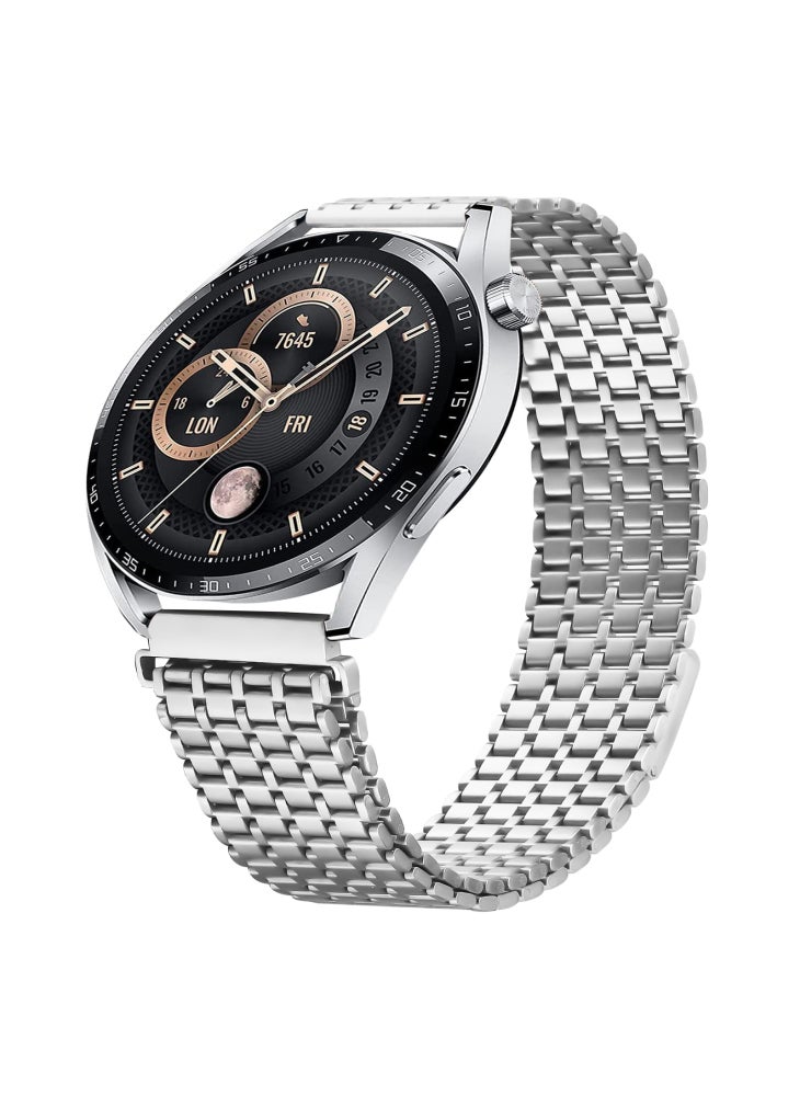 For Huawei Watch GT 3 Pro 46mm Bands Replacement Stainless Steel Magnetic Clasp Silver Watch Strap - Image 2