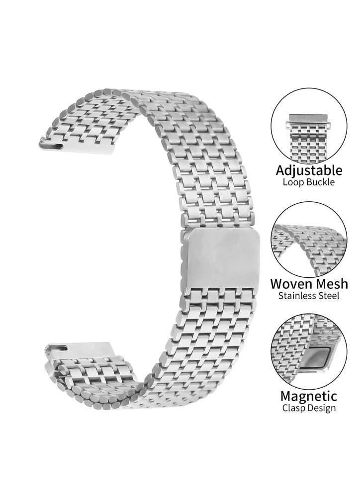 For Huawei Watch GT 3 Pro 46mm Bands Replacement Stainless Steel Magnetic Clasp Silver Watch Strap - Image 4