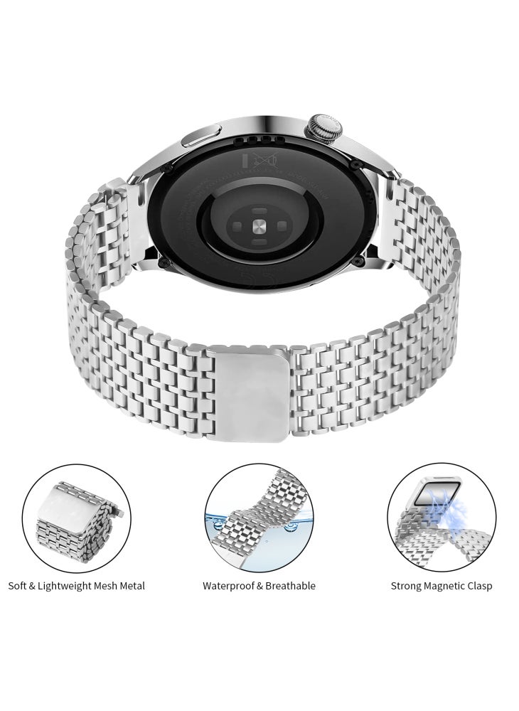 For Huawei Watch GT 3 Pro 46mm Bands Replacement Stainless Steel Magnetic Clasp Silver Watch Strap - Image 3