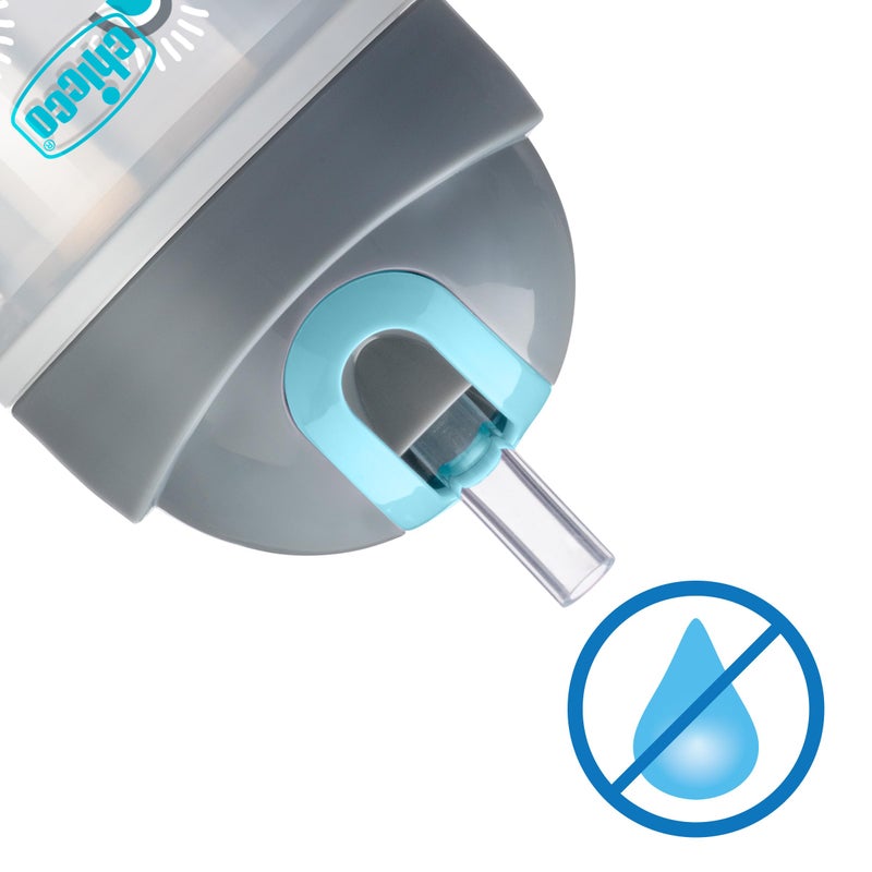 Chicco Flip-Top Straw Cup 9oz | Insulated Toddler Sippy Cup with Soft Silicone Straw | No-Spill | Easy-Clean | BPA-Free | 1pk | For Ages 12+ Months | Silver/Blue Sunburst - Image 3