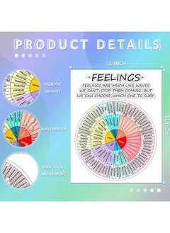 Hotop Feelings Wheel Wall Decals Mental Health Sticker 16 X 21 Inches Large Emotion Wheel Decal Office Decor Mental School Feelings Chart For Social Worker Counselor Classroom Counseling Therapy Office  - Image 3