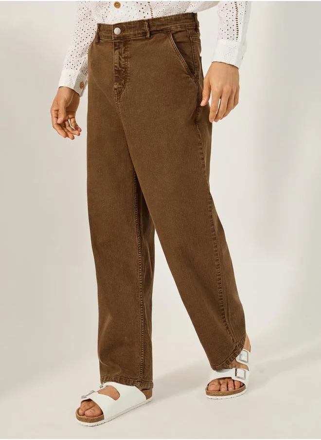 Styli Mid Wash Straight Leg Jeans