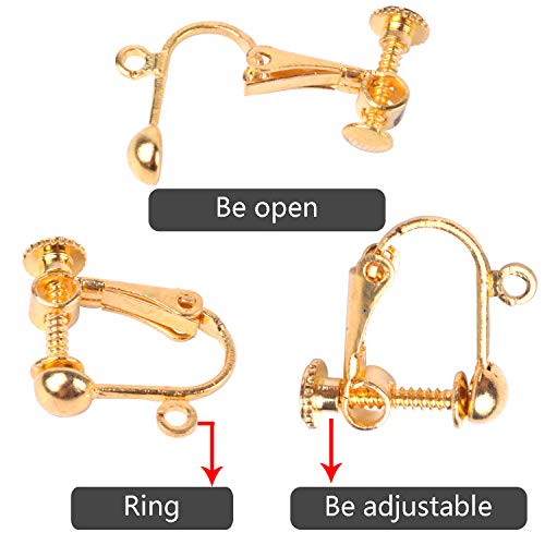 BronaGrand 24 Pieces Clip-on Earring Findings Components Screw Back Ear Wire Non Pierced Earring Converter with Loop for Jewelry Making, 4 Colors - Image 4