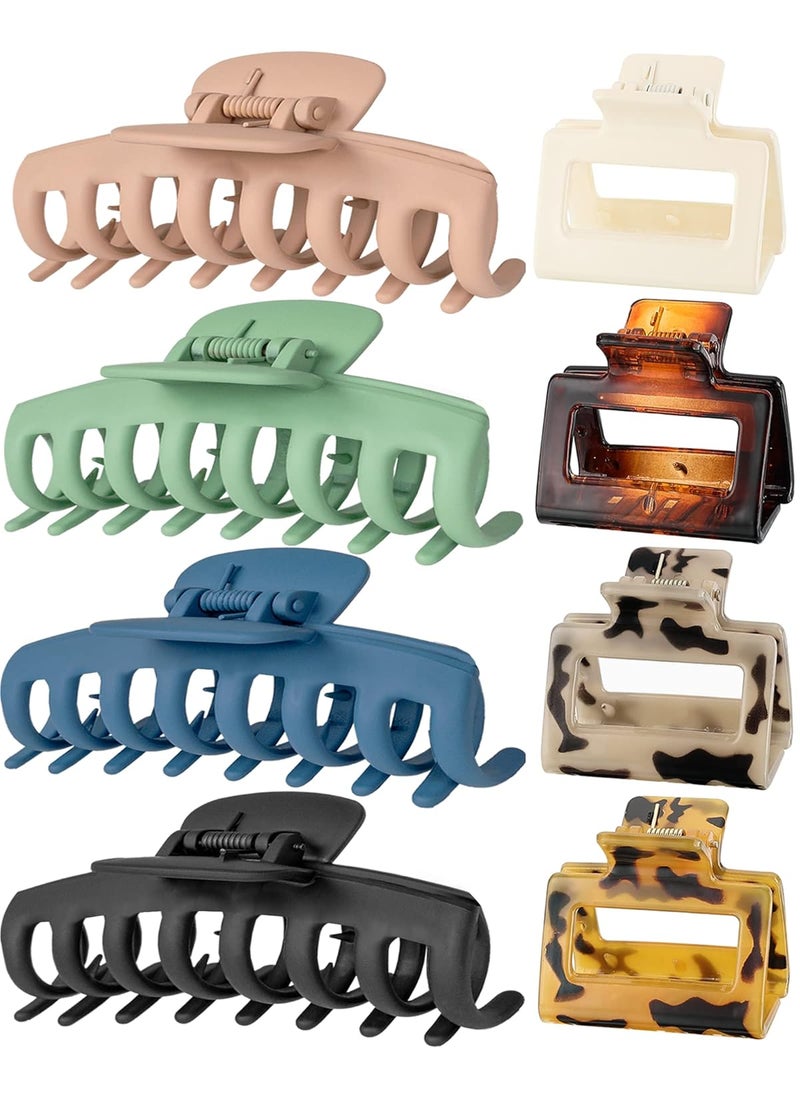 Lolalet - Large Hair Clips Hair Claw for Thick Hair, Lolalet 4.3 Inch Big Nonslip Banana Jaw Clip with 4 Pack 2” Small Square Hair Clamp for Women Girls Thin Fine Long Curly Hair -Style A - Image 1