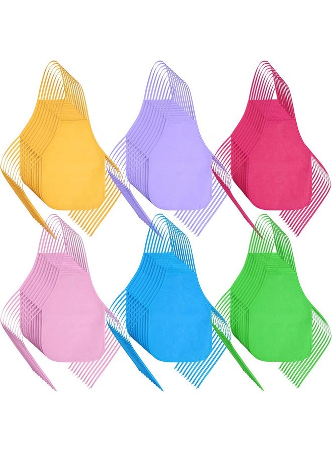 Yahenda 60 Pack Kids Painting Aprons Children'S Artists Fabric Aprons Paint Apron Art Craft Aprons Disposable Child Apron(Blue, Rose, Fruit Green, Pink, Orange, Purple) - Image 1