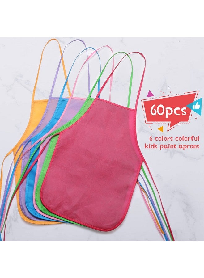 Yahenda 60 Pack Kids Painting Aprons Children'S Artists Fabric Aprons Paint Apron Art Craft Aprons Disposable Child Apron(Blue, Rose, Fruit Green, Pink, Orange, Purple) - Image 4