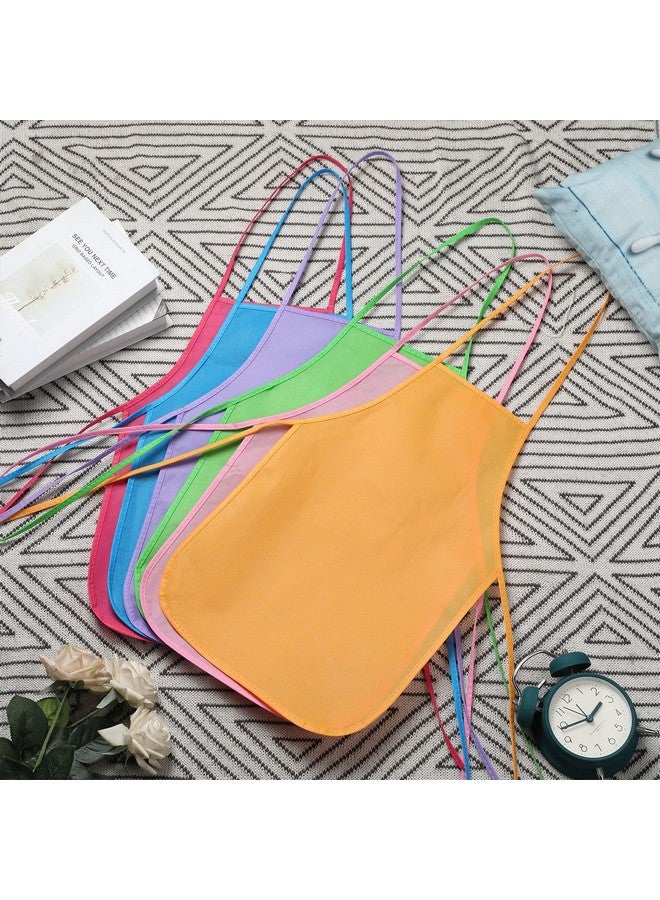 Yahenda 60 Pack Kids Painting Aprons Children'S Artists Fabric Aprons Paint Apron Art Craft Aprons Disposable Child Apron(Blue, Rose, Fruit Green, Pink, Orange, Purple) - Image 2