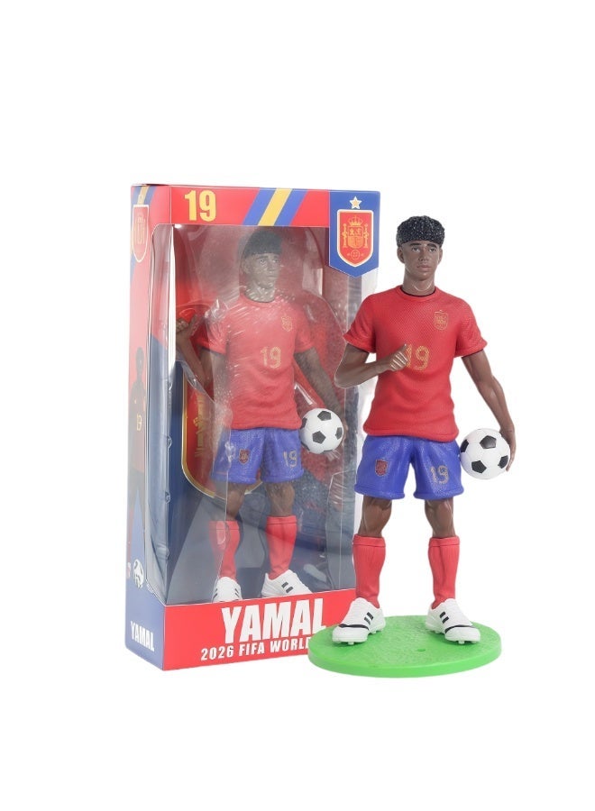 Spain 2026 FIFA World Cup Lamine Yamal Spain National Team Realistic Figure, No.19 Soccer Star Collectible Statue with Original Gift Box - Image 1