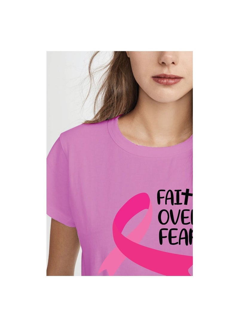 PRINTSHOP4ME October month BreastCancer Awareness Round Neck Short Sleeve T-shirt Unisex  - Image 3