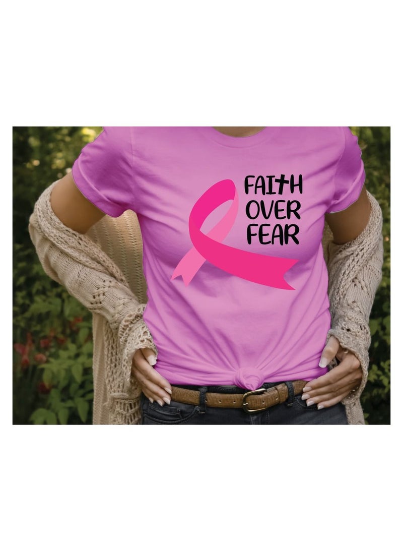 PRINTSHOP4ME October month BreastCancer Awareness Round Neck Short Sleeve T-shirt Unisex  - Image 2
