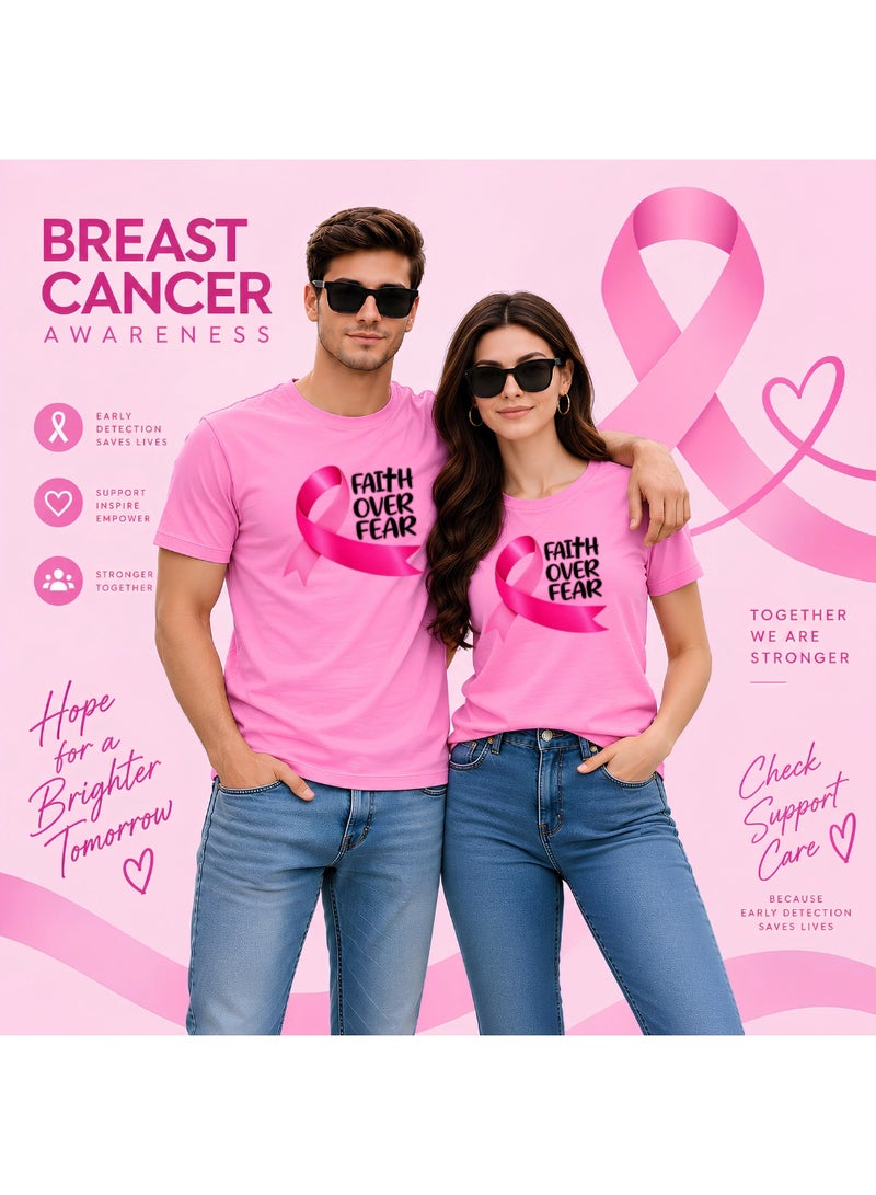 PRINTSHOP4ME October month BreastCancer Awareness Round Neck Short Sleeve T-shirt Unisex - Image 2