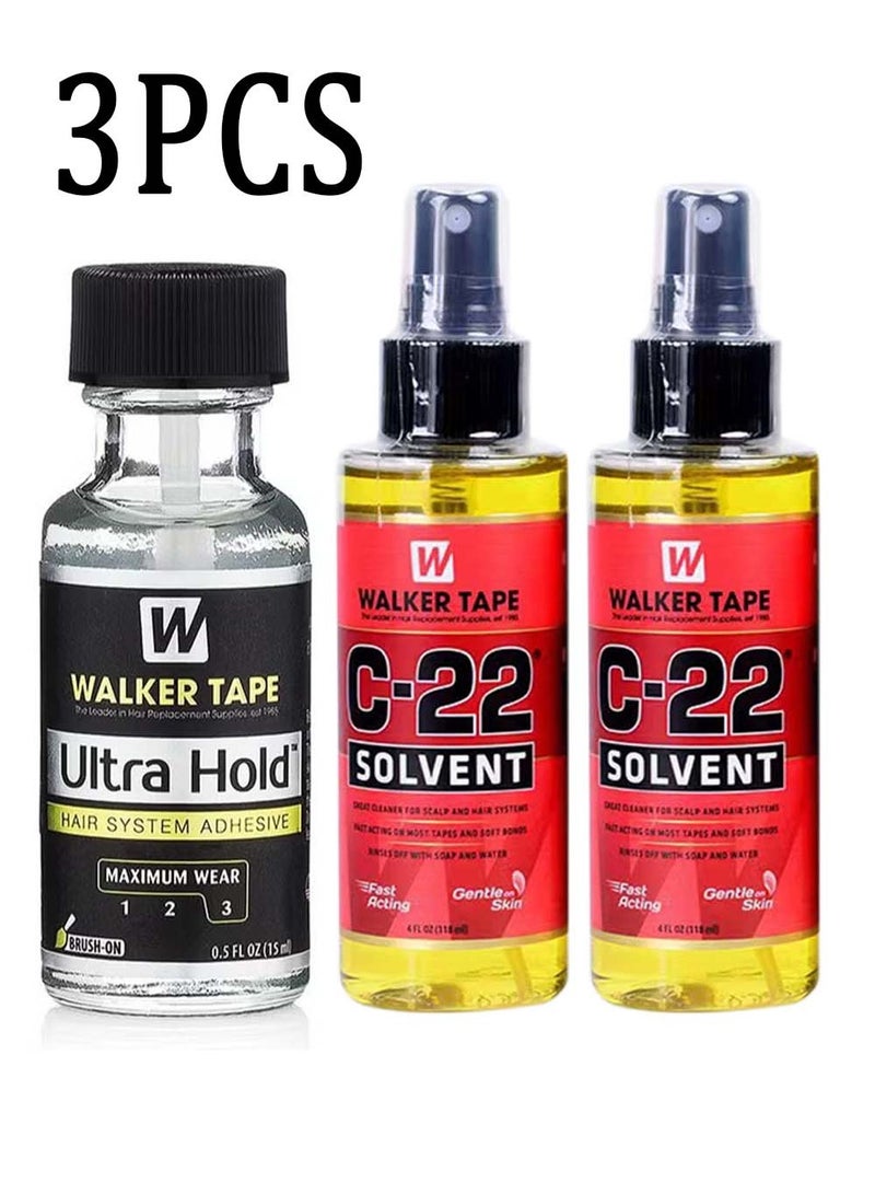 Walker Tape a Hair System Adhesive 15ml and 2 Pcs Wig Glue Remover 118ml,Creating a Long-lasting Attachment and Easy Removal Experience - Image 1