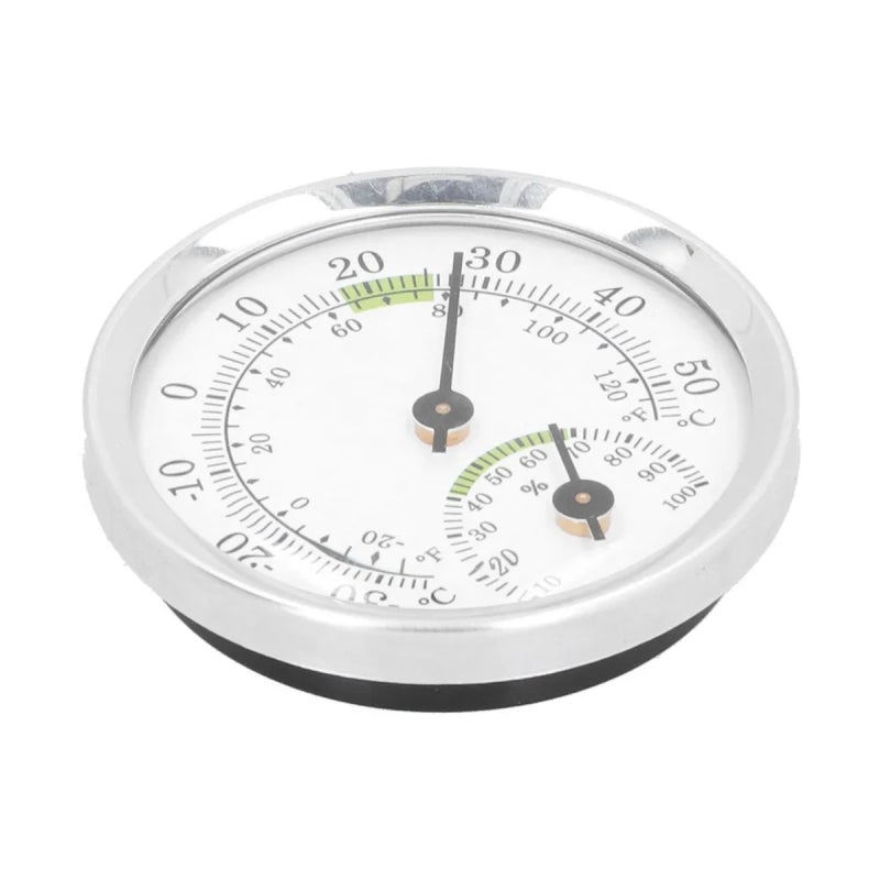 Temperature And Humidity Monitor: 2.24-Inch Silver A, Weather-Resistant Shatterproof Material, -20℉ To 120℉ Accurate Measurement - Easy-To-Read Bold Large Numbers, No Batteries Required Hygrometer For - Image 4