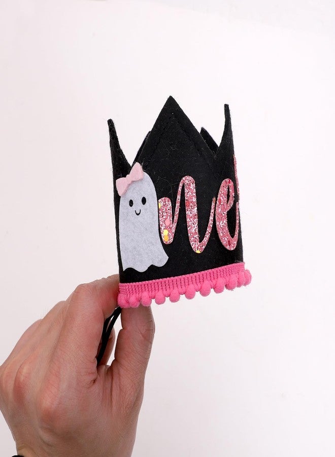 YOUAME Halloween Spooky One Birthday Crown - Spooky First Birthday Party Decorations,Girl 1st Halloween Crown,Black Ghost First Year Hat, One Photo Prop - Image 5