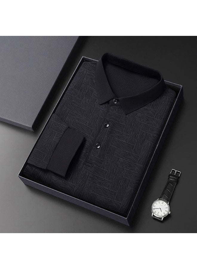 Men's Business Casual Long Sleeved Shirt Solid Color Polo Shirt Fashionable Breathable Comfortable Versatile Top  - Image 2