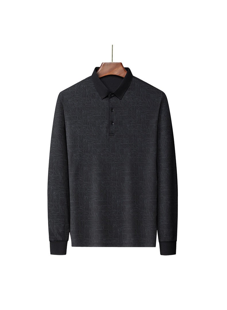 Men's Business Casual Long Sleeved Shirt Solid Color Polo Shirt Fashionable Breathable Comfortable Versatile Top  - Image 3