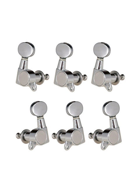 Guitar String Tuning Pegs Tuning Machines Sealed Machine Heads Tuning Keys Oval Button 3 Left 3 Right For Electric Guitar Or Acoustic Guitar Chrome Sliver