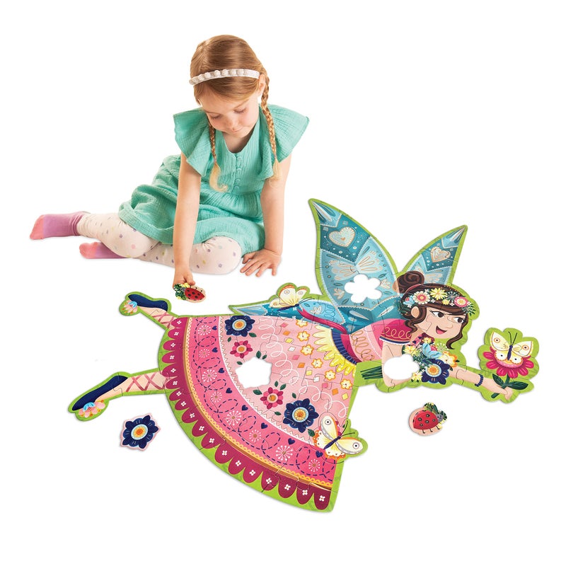 Peaceable Kingdom Shimmer & Glitter Fairy Floor Puzzle â€“ 50pc Giant Floor Puzzle for Kids Ages 5 & up â€“ Fun-Shaped Puzzle Pieces â€“ Great for classrooms - Image 1